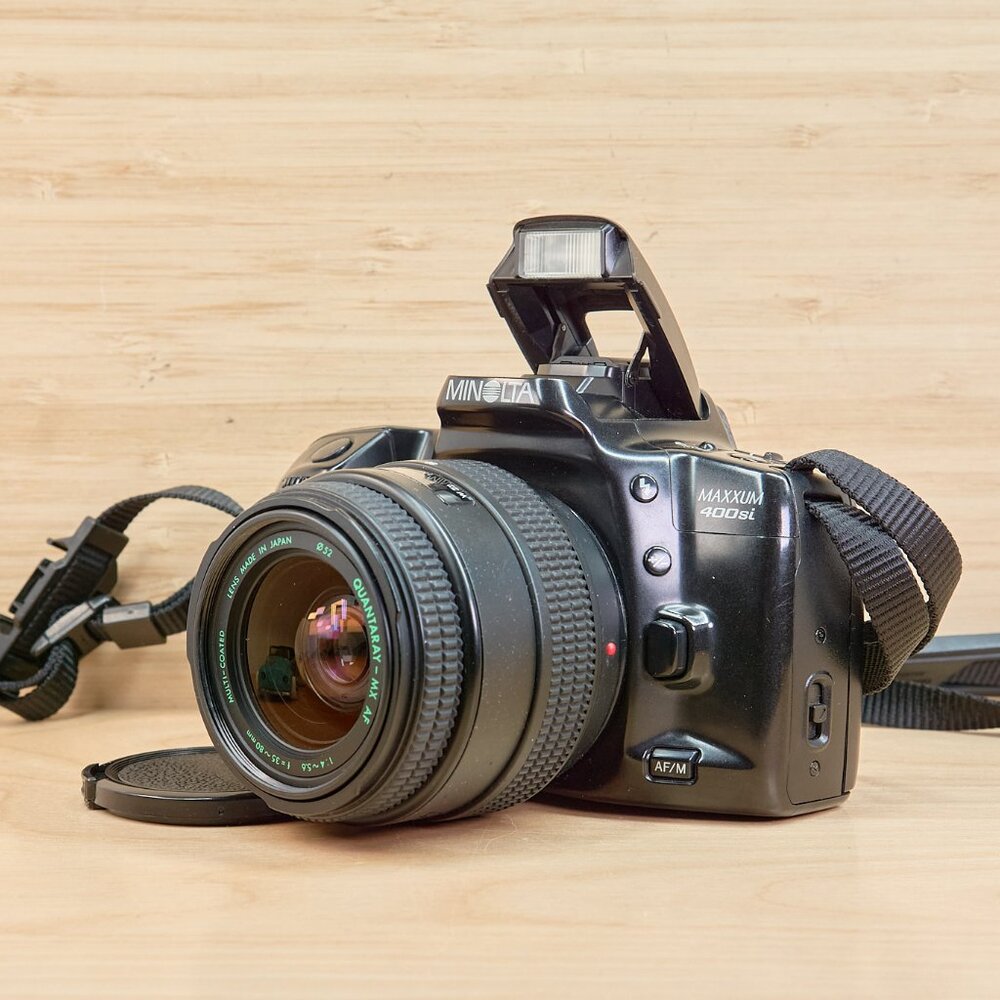 Minolta Maxxum 400si AF 35mm SLR Film Camera, w/ Quantaray 35-80mm f/4-5.6 Lens